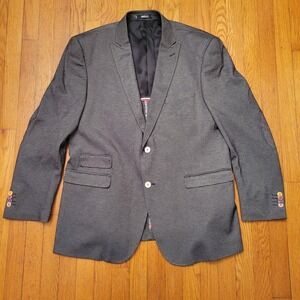 INSERCH Italy Gray Suit Jacket Blazer Style 528 XL Elbow Patches Career Business